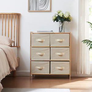 Kommode Maldon mit Stoffschubladen Natur/Beige [en.casa]