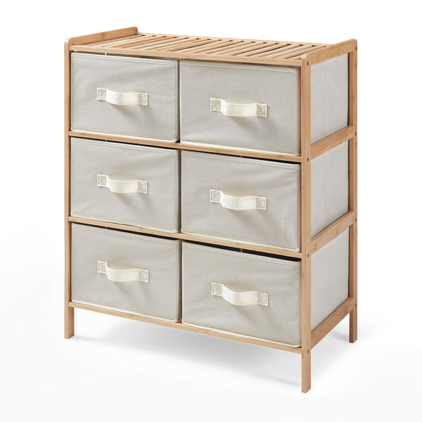 Kommode Maldon mit Stoffschubladen Natur/Beige [en.casa]