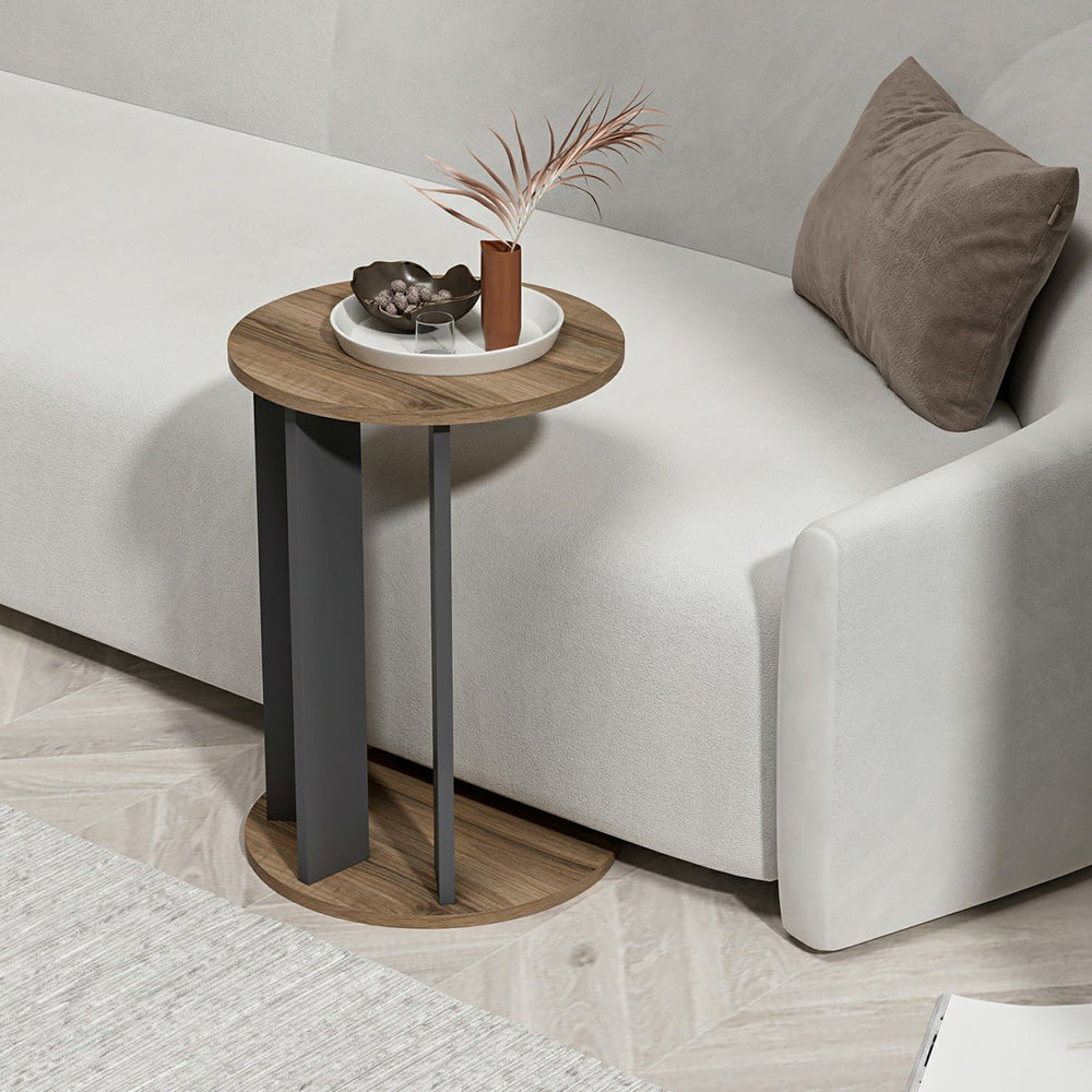 Beistelltisch Frederiksberg 64x34 cm Walnussoptik / Anthrazit [en.casa] - premiumXL