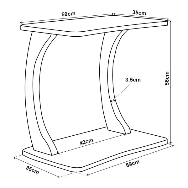 Beistelltisch Stattela C-förmig 59x35x56 cm [en.casa]