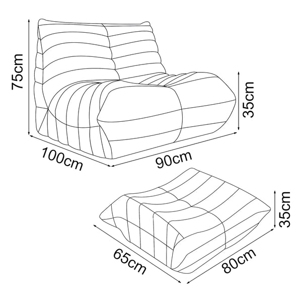 Bodensessel mit Fußhocker Kodsø 75x90x100 cm [en.casa]