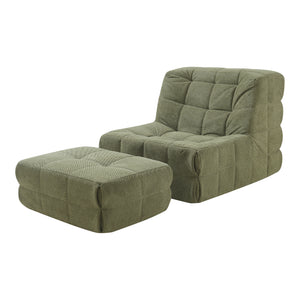 Bodensessel mit Fußhocker Koskyvn Textil [en.casa]
