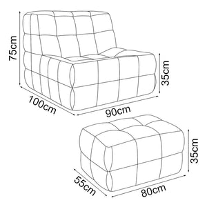 Bodensessel mit Fußhocker Koskyvn Textil [en.casa]