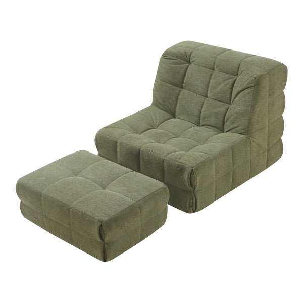 Bodensessel mit Fußhocker Koskyvn Textil [en.casa]