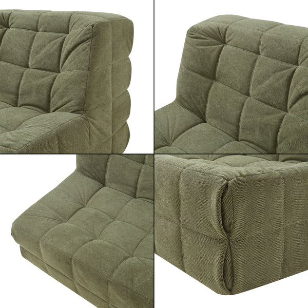 Bodensessel mit Fußhocker Koskyvn Textil [en.casa]