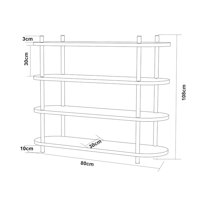 Maßskizze Bücherregal Øvre [en.casa]