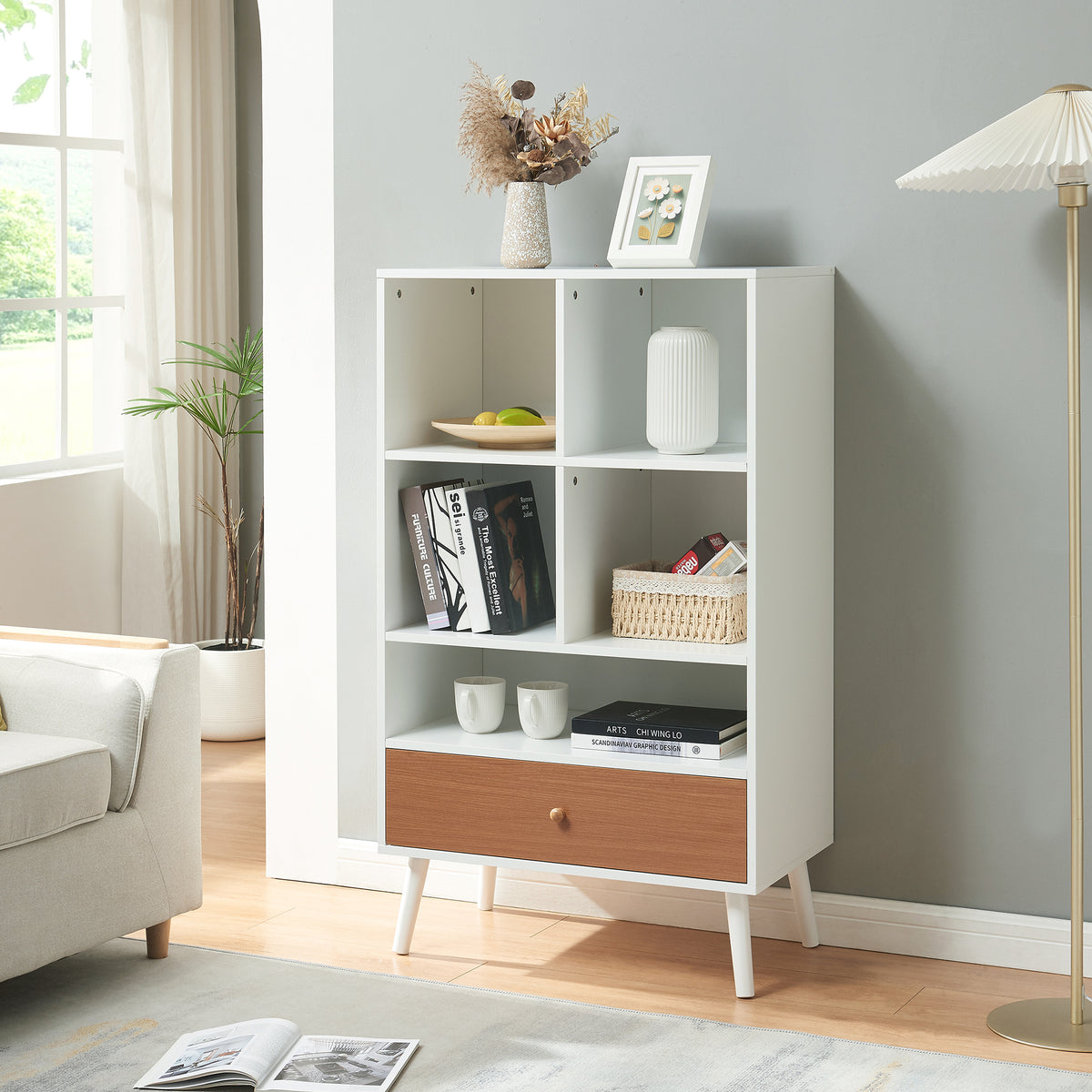 Bücherregal mit Schublade Reyljand [en.casa]