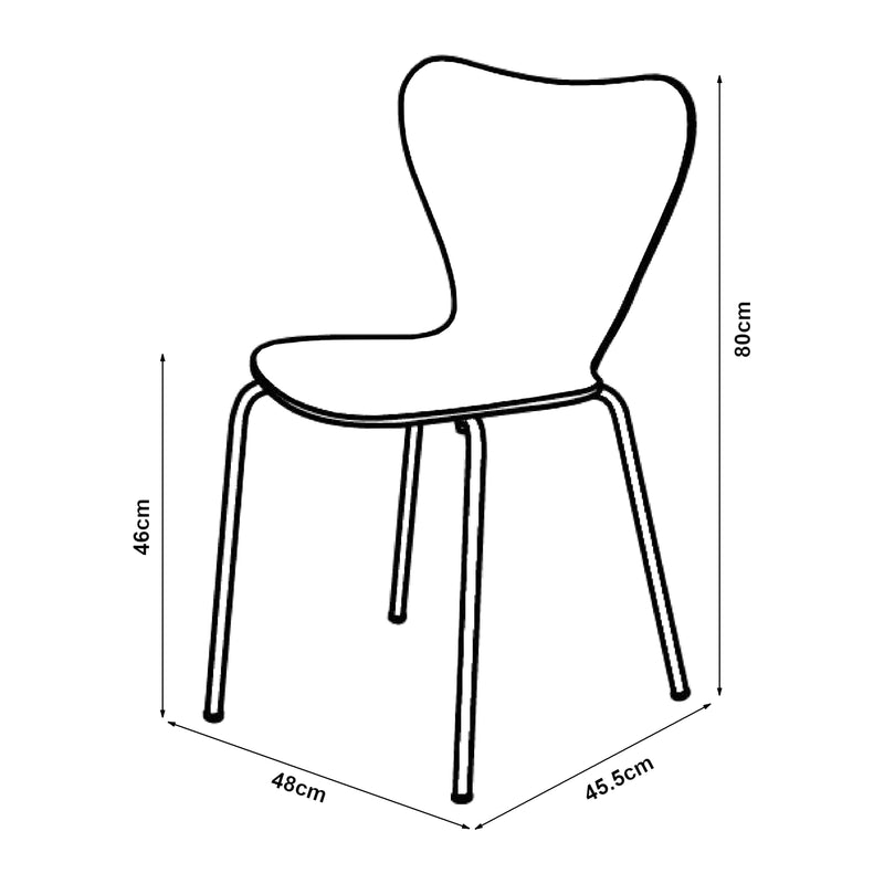 Maßskizze Esszimmerstuhl Essunga 4er Set [en.casa]