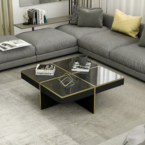 Couchtisch Fjerritslev 35x90x90 cm Marmoroptik Schwarz [en.casa]