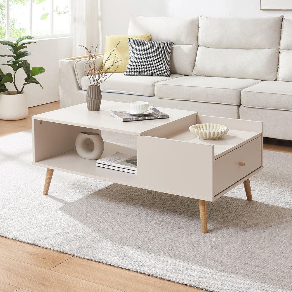 Couchtisch Hallevil mit Schublade 106x59x44 cm Weiß [en.casa] - premiumXL