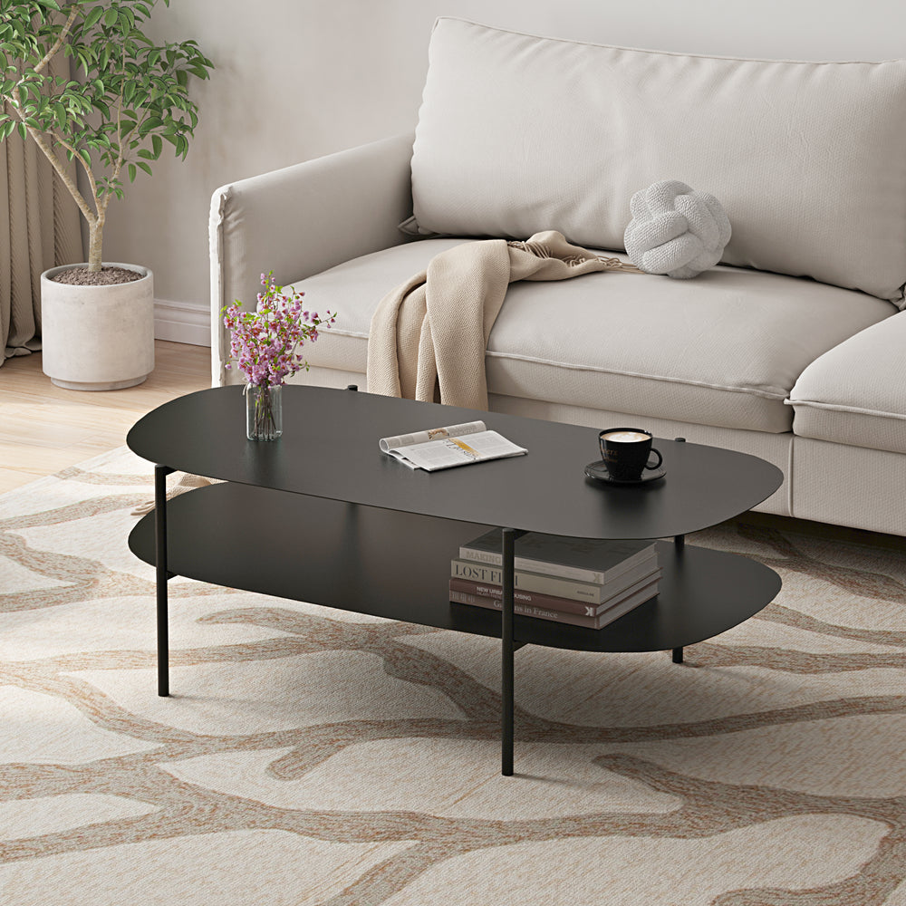 Couchtisch Enebakk 112x62x40,5cm Schwarz, matt [en.casa] - premiumXL