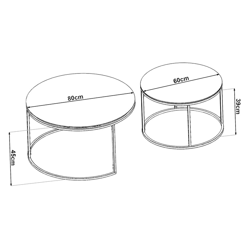 Maßskizze Couchtisch Set Kokkola [en.casa]