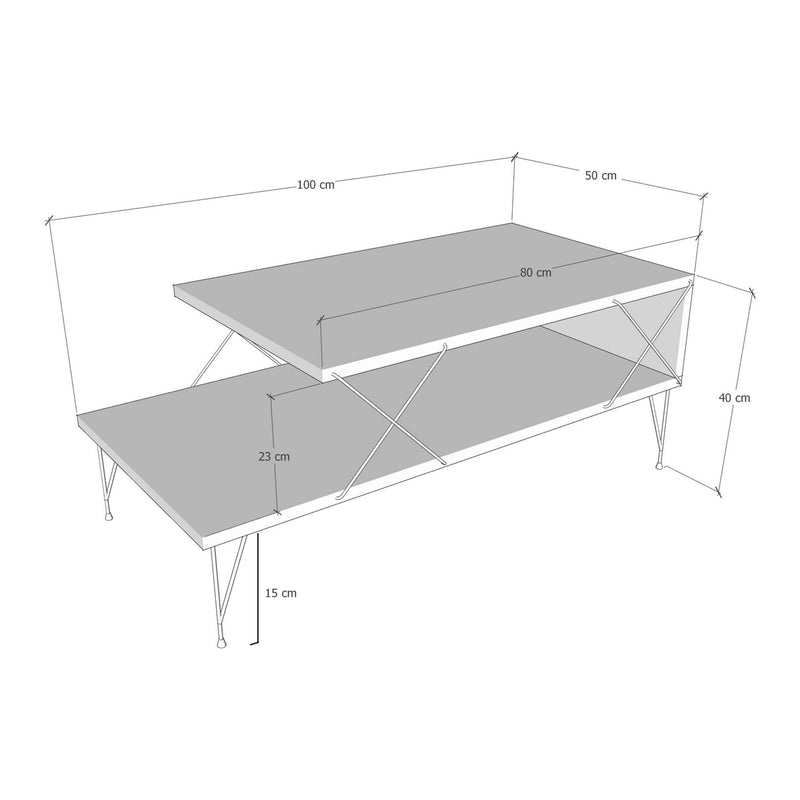 Maßskizze Couchtisch Asker 100x50x40 cm [en.casa]
