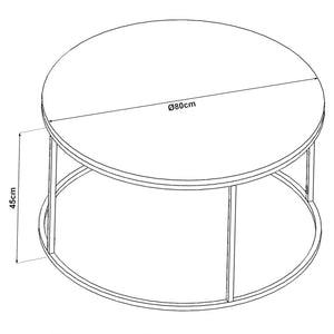 Couchtisch Kolari  45 x Ø80 cm Schwarz/Transparent versch. Farben [en.casa]