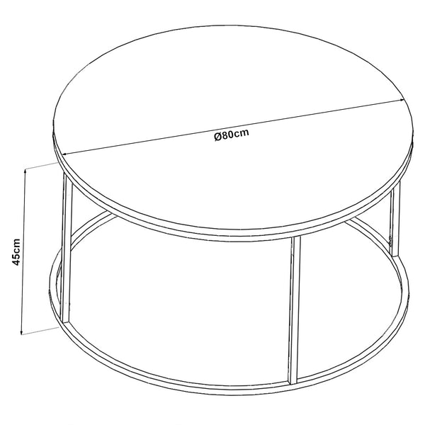 Couchtisch Kolari  45 x Ø80 cm Schwarz/Transparent versch. Farben [en.casa]