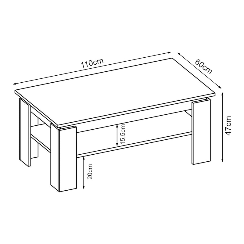 Maßskizze Couchtisch Krirdfjos 110x60x47 cm [en.casa]
