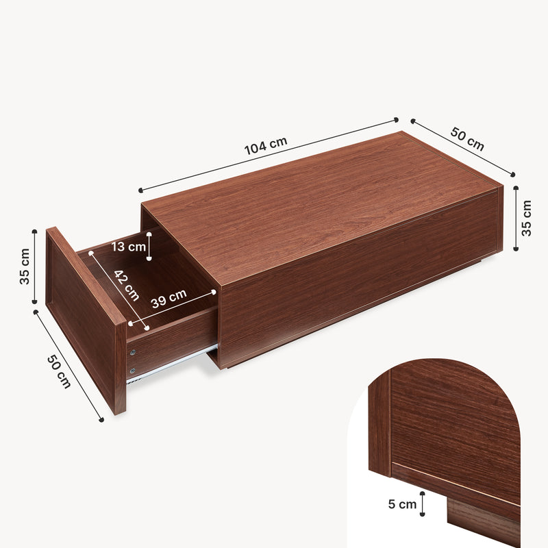 Maßskizze Couchtisch Turur 104x50x40 cm [en.casa]