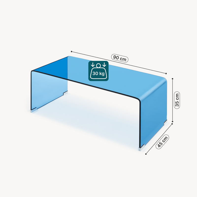 Maßskizze Couchtisch Väsas 90x45x35 cm gehärtetes Glas [en.casa]