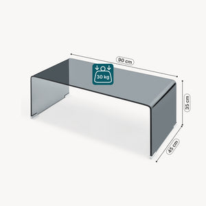 Couchtisch Väsas 90x45x35 cm gehärtetes Glas [en.casa]