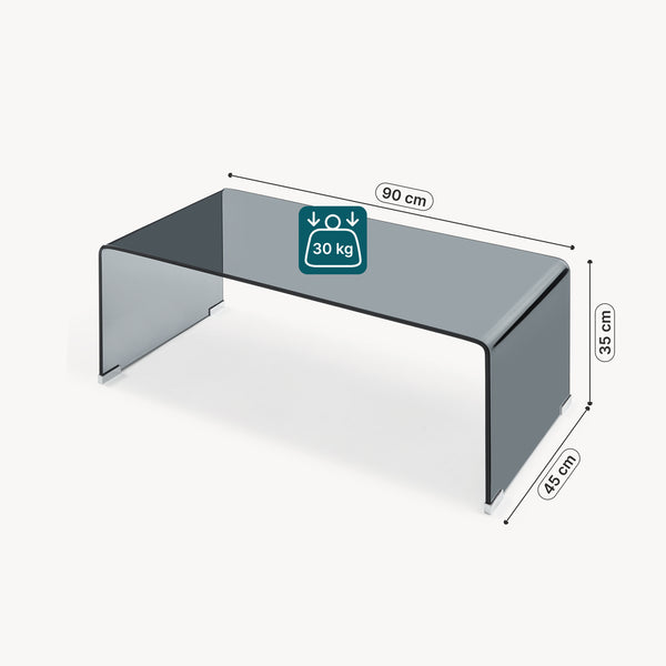 Couchtisch Väsas 90x45x35 cm gehärtetes Glas [en.casa]