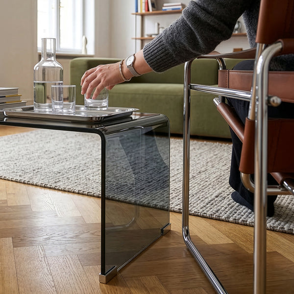 Couchtisch Väsas 90x45x35 cm gehärtetes Glas [en.casa]