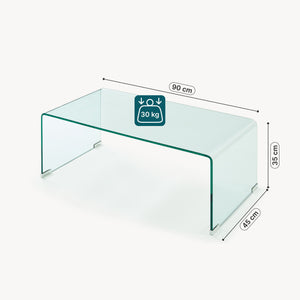 Couchtisch Väsas 90x45x35 cm gehärtetes Glas [en.casa]