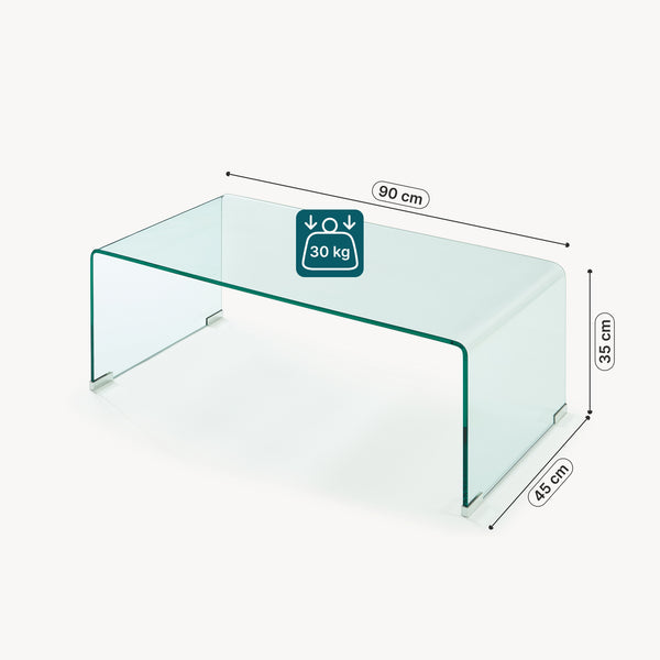 Couchtisch Väsas 90x45x35 cm gehärtetes Glas [en.casa]