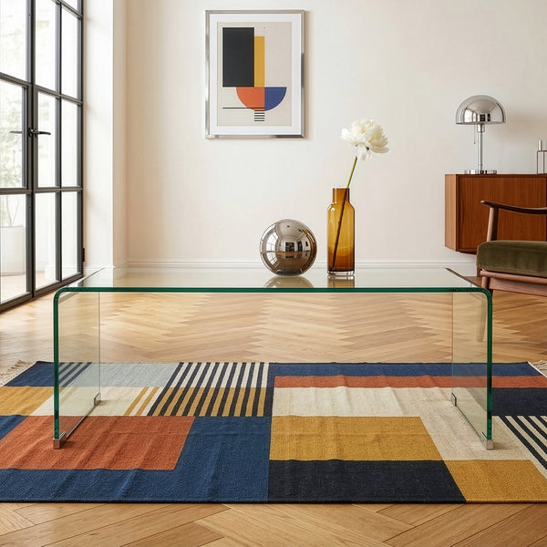 Couchtisch Väsas 90x45x35 cm gehärtetes Glas [en.casa]