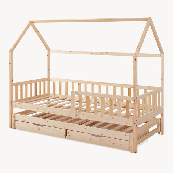 Doppel-Kinderbett Aarghonmaa mit 1 Matratze 90x200 cm Kiefernholz [en.casa]