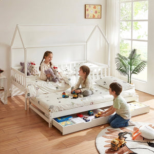 Doppel-Kinderbett Aarghonmaa mit 1 Matratze 90x200 cm Kiefernholz [en.casa]