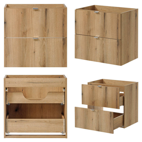Doppelwaschtisch Skelbolu 140x60x40 cm mit Türen und Schubladen Eiche [en.casa]