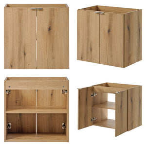 Doppelwaschtisch Skelbolu 140x60x40 cm mit Türen und Schubladen Eiche [en.casa]