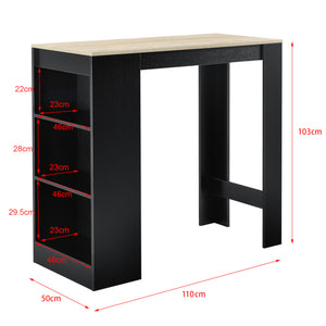 Bartisch Kouvola mit 3 Fächern 110x50x103 cm in versch. Farben [en.casa]