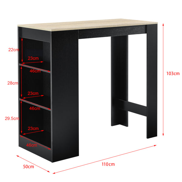 Bartisch Kouvola mit 3 Fächern 110x50x103 cm in versch. Farben [en.casa]