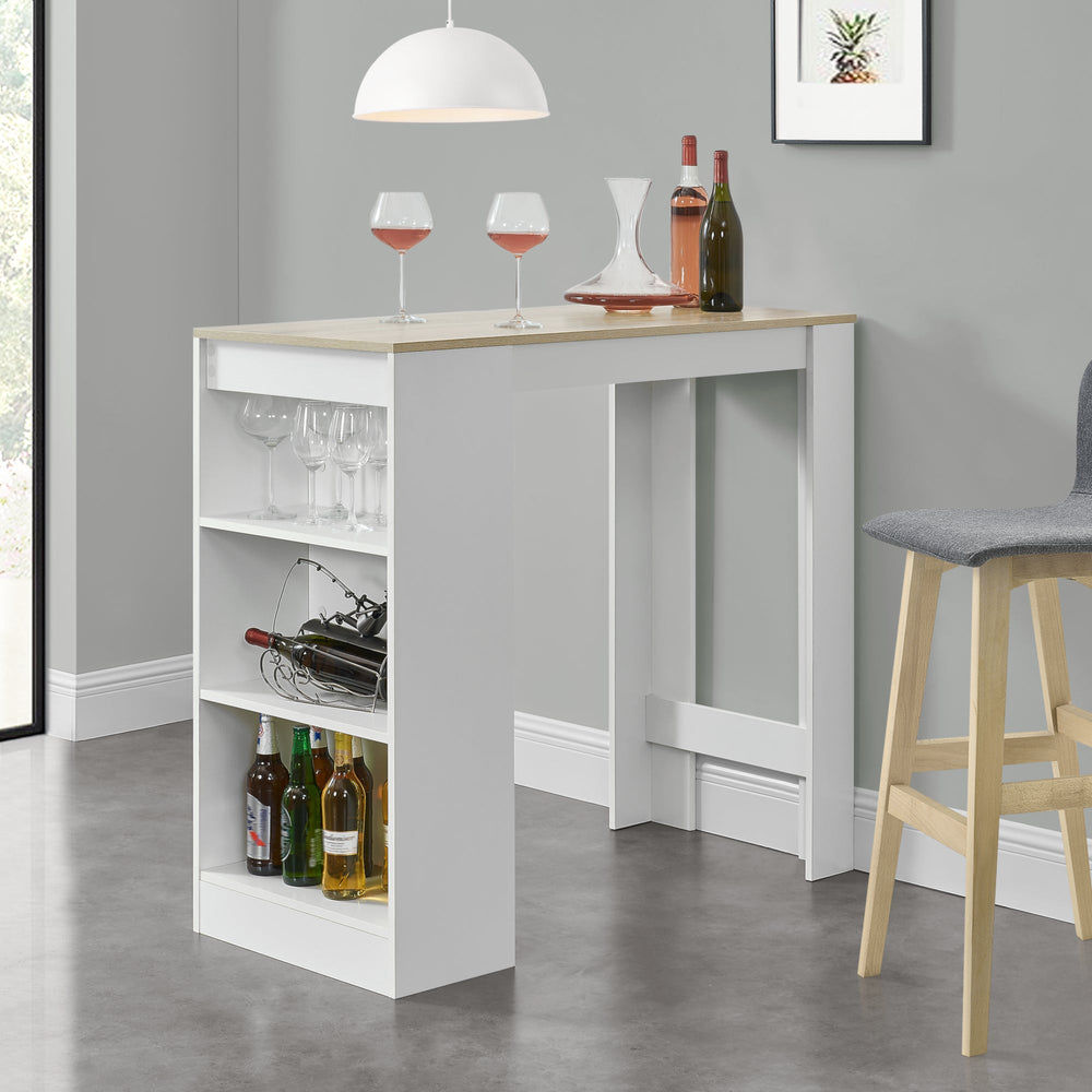 Bartisch Kouvola mit 3 Fächern 110x50x103 cm in versch. Farben [en.casa] - premiumXL
