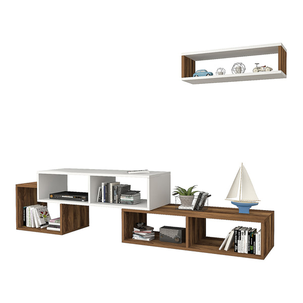 Fernsehtischset Malvik 2-tlg. mit Regal [en.casa]