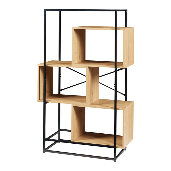 Bücherregal Rennebu Schwarz/Eiche [en.casa]