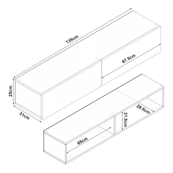 Fernsehschrank Toivakka 135x31x25cm in versch. Farben [en.casa]