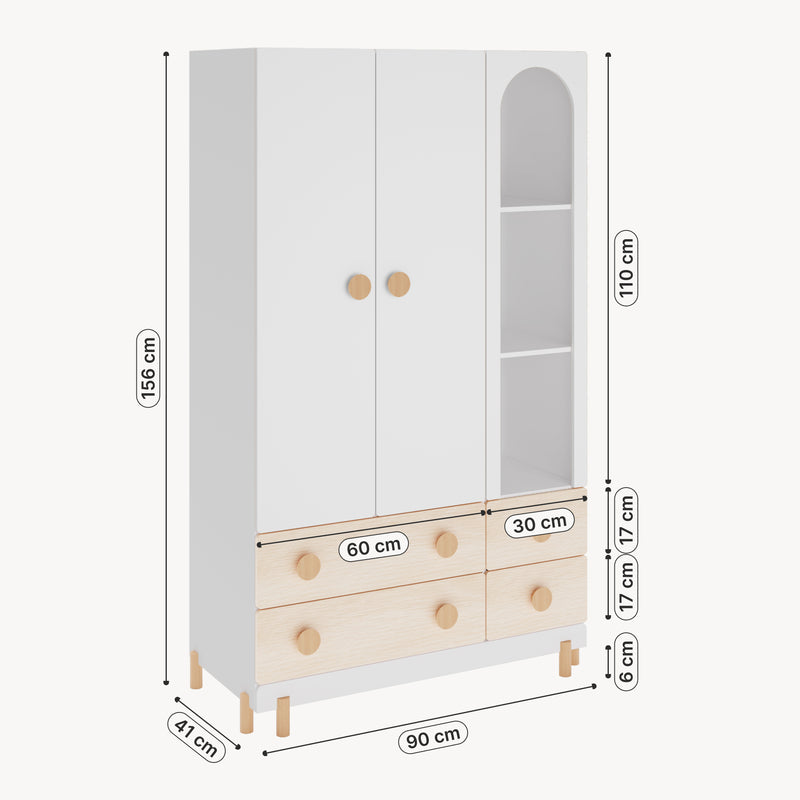 Maßskizze Kinderkleiderschrank Vaarentaa [en.casa]