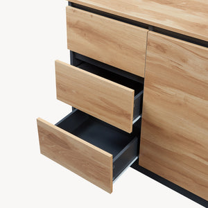 Sideboard Kyr Schwarz/Eicheoptik rustikal [en.casa]