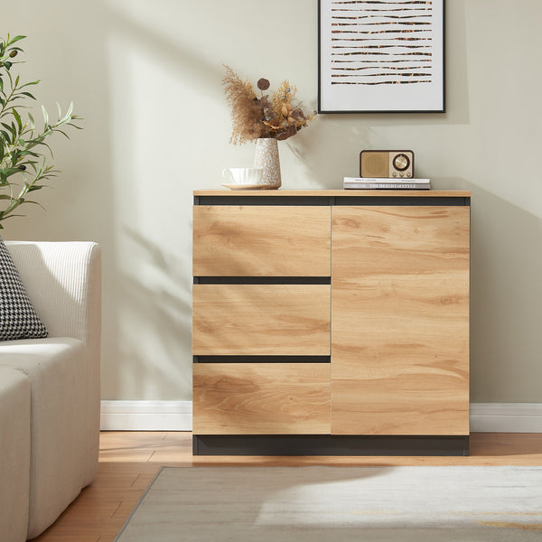 Sideboard Kyr Schwarz/Eicheoptik rustikal [en.casa]