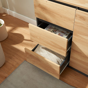 Sideboard Kyr Schwarz/Eicheoptik rustikal [en.casa]
