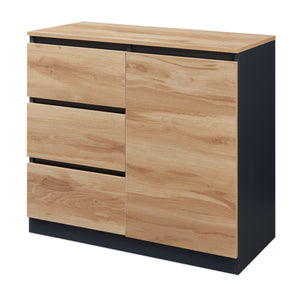 Sideboard Kyr Schwarz/Eicheoptik rustikal [en.casa]