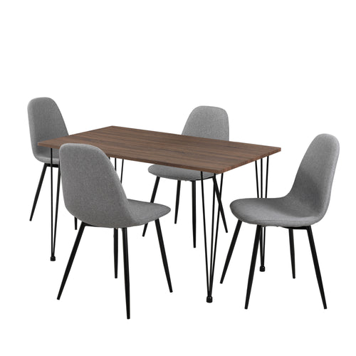 Essgruppe Vihti (Set 5-tlg) 120x70 cm Grau [en.casa]