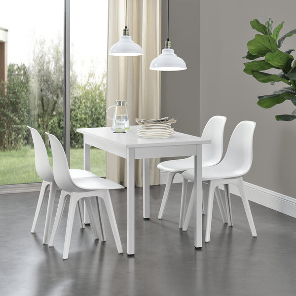 Essgruppe Horten 5-tlg. Tisch 120x60 cm Weiß [en.casa]