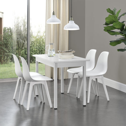 Essgruppe Horten 5-tlg. Tisch 120x60 cm Weiß [en.casa]