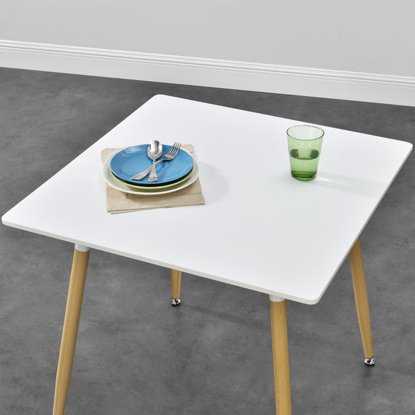 Esstisch Hessen 80x80x74 cm Weiß Matt in quadratisch und rund en.casa