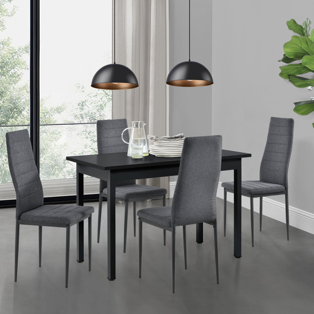 Essgruppe Honningsvåg 5 - tlg. mit 120x60 cm Tisch und 4 Polsterstühlen en.casa - premiumXL