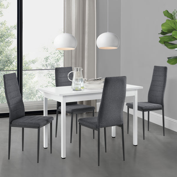 Essgruppe Honningsvåg 5-tlg. mit 120x60 cm Tisch und 4 Polsterstühlen en.casa