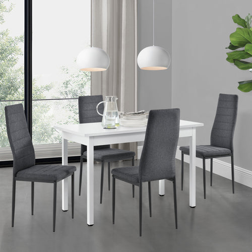 Essgruppe Honningsvåg 5-tlg. mit 120x60 cm Tisch und 4 Polsterstühlen en.casa